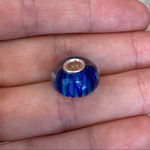 .925 Blue Sea Ocean Glass Bead Charm - Picture 6 of 6